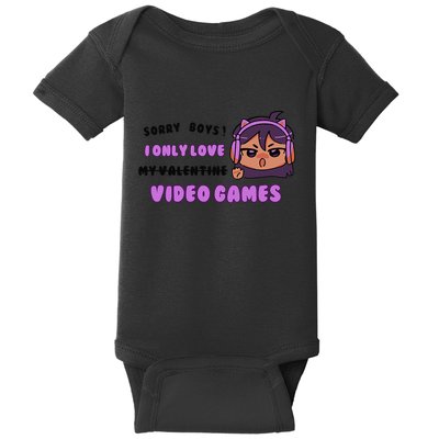I Only Love Video Games Headphones Cat Ears Baby Bodysuit