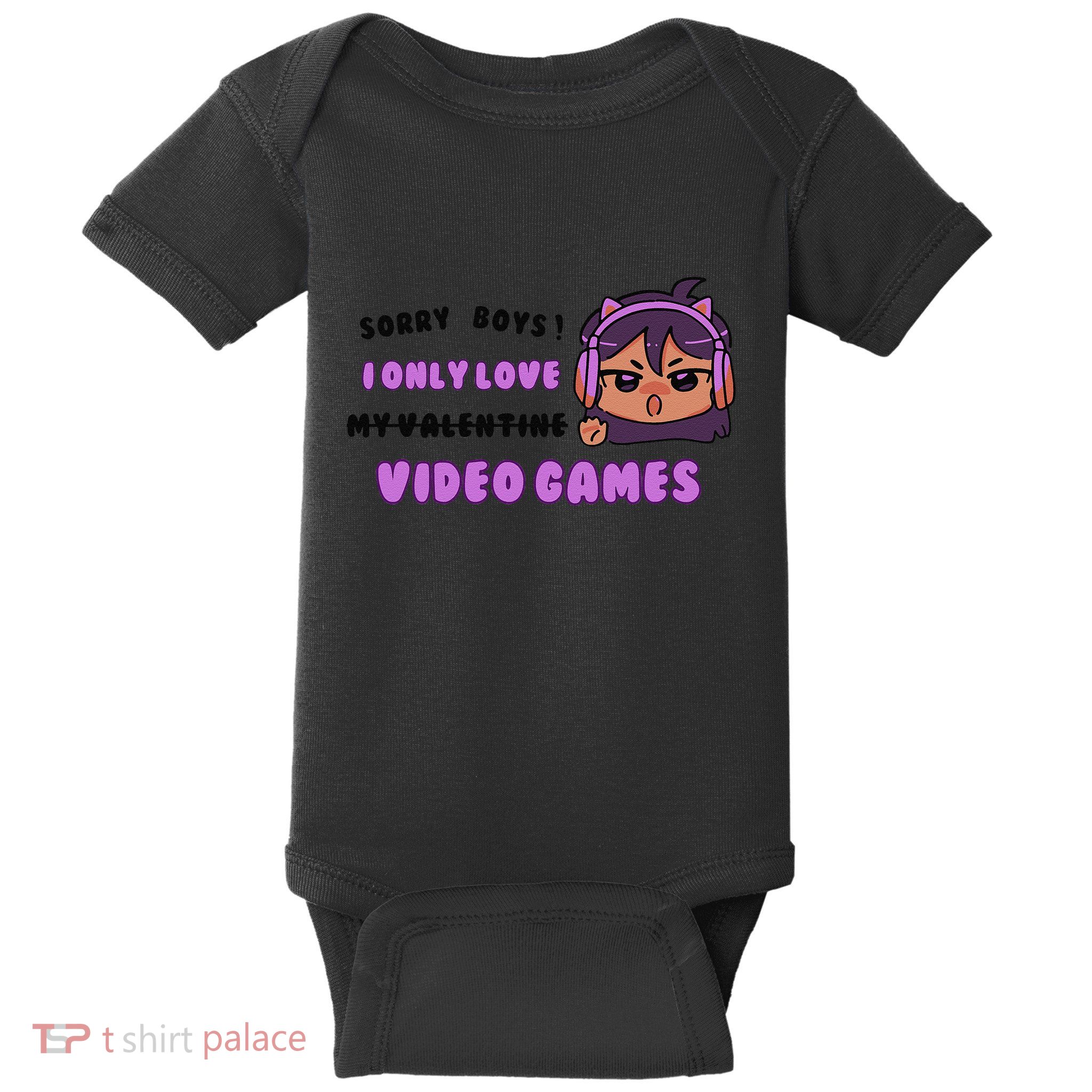 I Only Love Video Games Headphones Cat Ears Baby Bodysuit