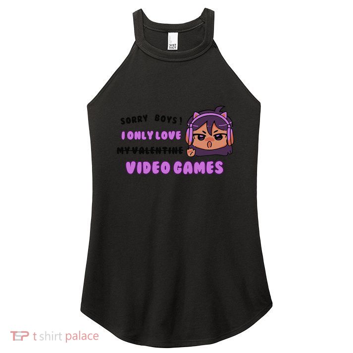 I Only Love Video Games Headphones Cat Ears Women's Perfect Tri Rocker Tank