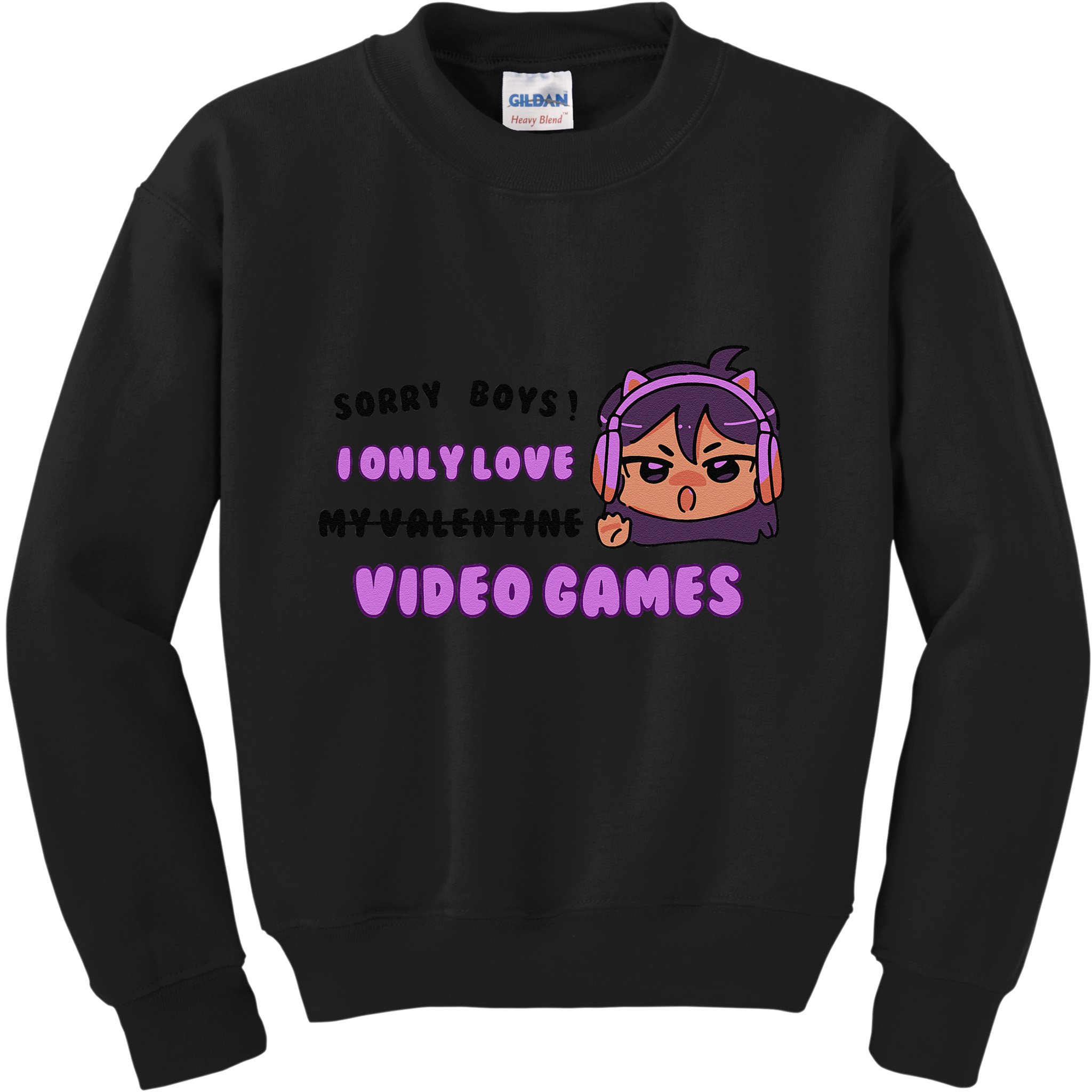 I Only Love Video Games Headphones Cat Ears Kids Sweatshirt