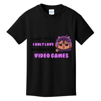 I Only Love Video Games Headphones Cat Ears Kids T-Shirt
