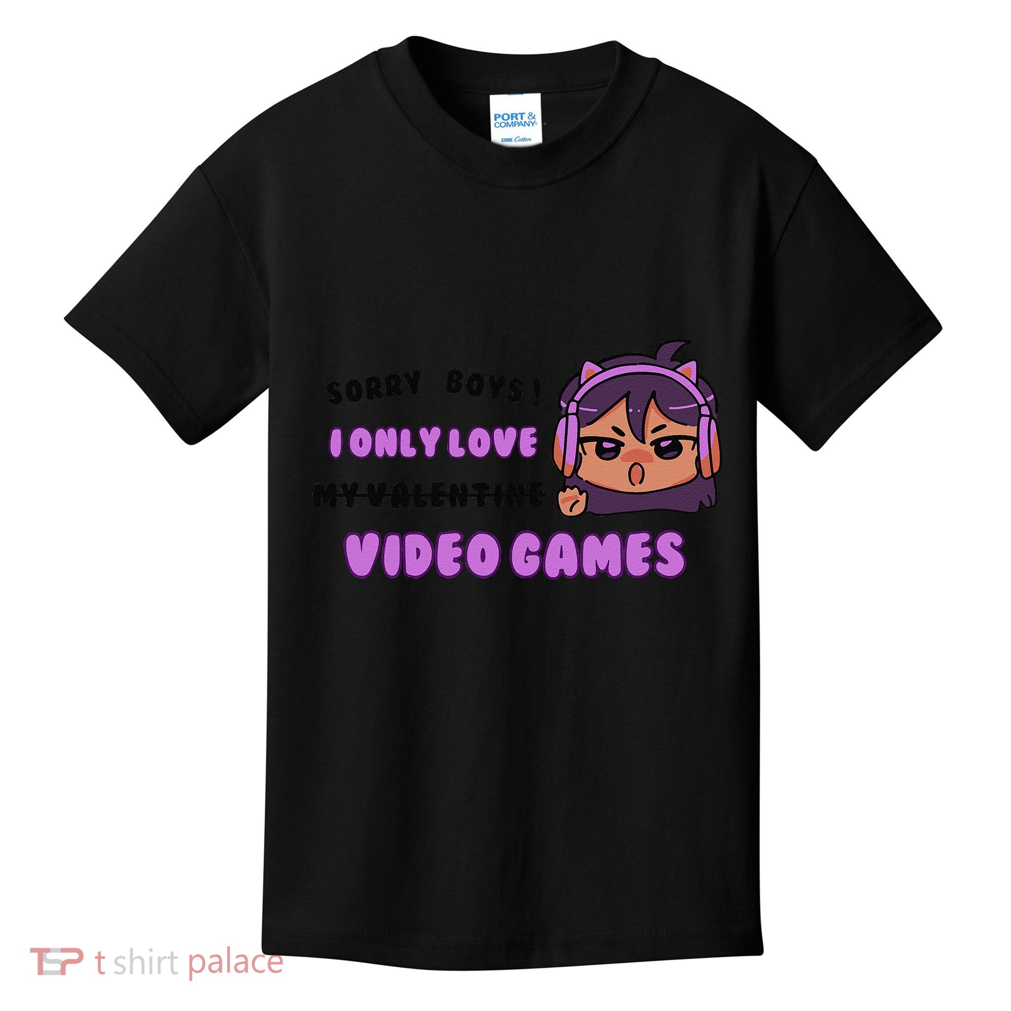 I Only Love Video Games Headphones Cat Ears Kids T-Shirt
