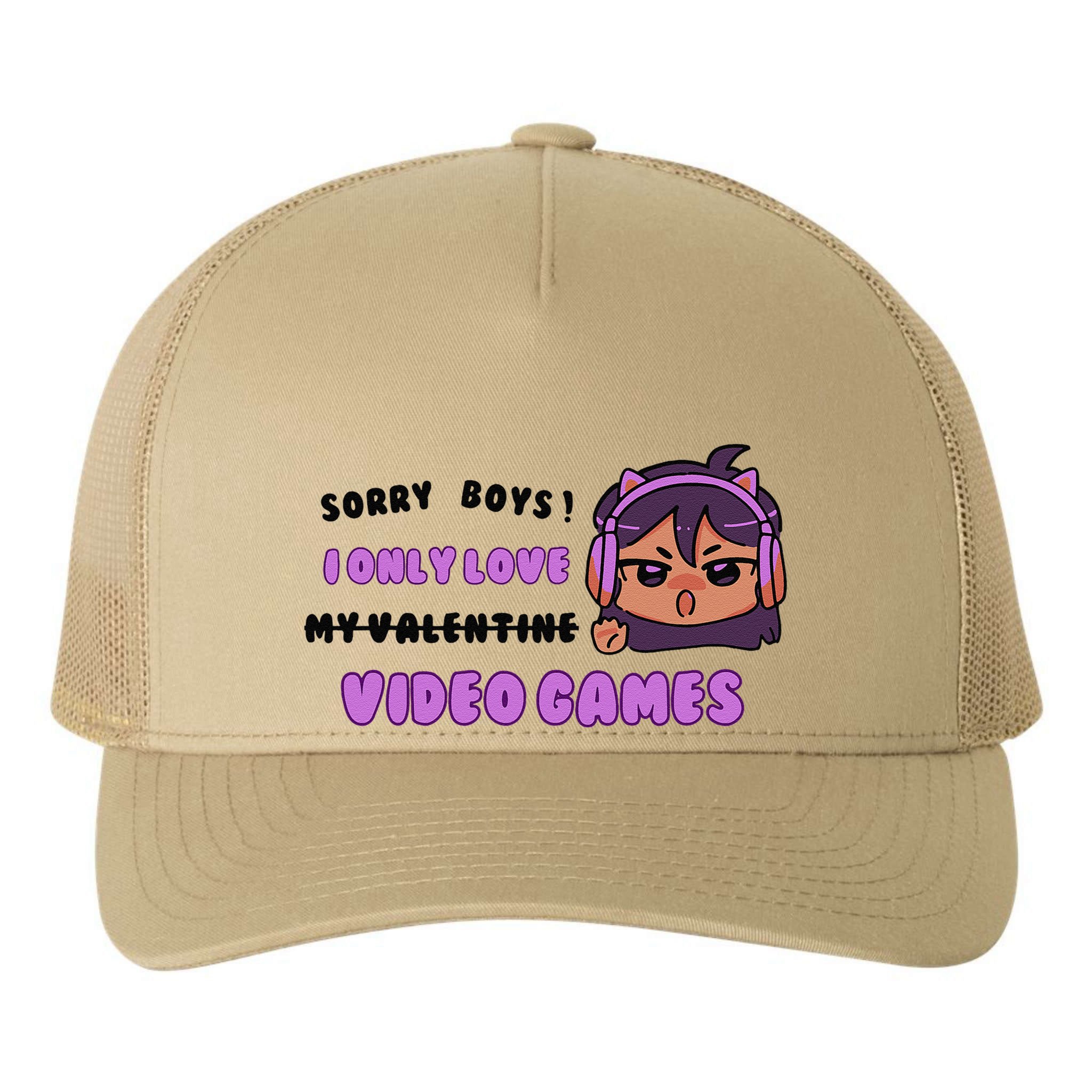 I Only Love Video Games Headphones Cat Ears Yupoong Adult 5-Panel Trucker Hat