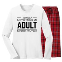 Im Often Mistaken For An Adult Because Of My Age Funny Birthday Gift Women's Long Sleeve Flannel Pajama Set 