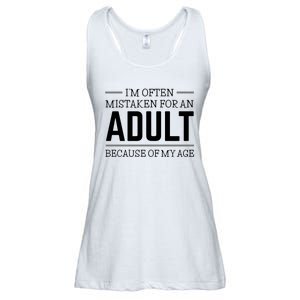 Im Often Mistaken For An Adult Because Of My Age Funny Birthday Gift Ladies Essential Flowy Tank