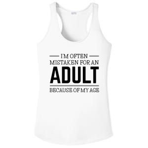 Im Often Mistaken For An Adult Because Of My Age Funny Birthday Gift Ladies PosiCharge Competitor Racerback Tank