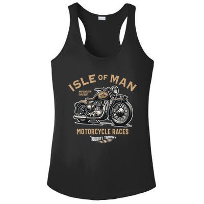 Isle Of Man Tt Races Vintage Motorcycle Retro Design Ladies PosiCharge Competitor Racerback Tank