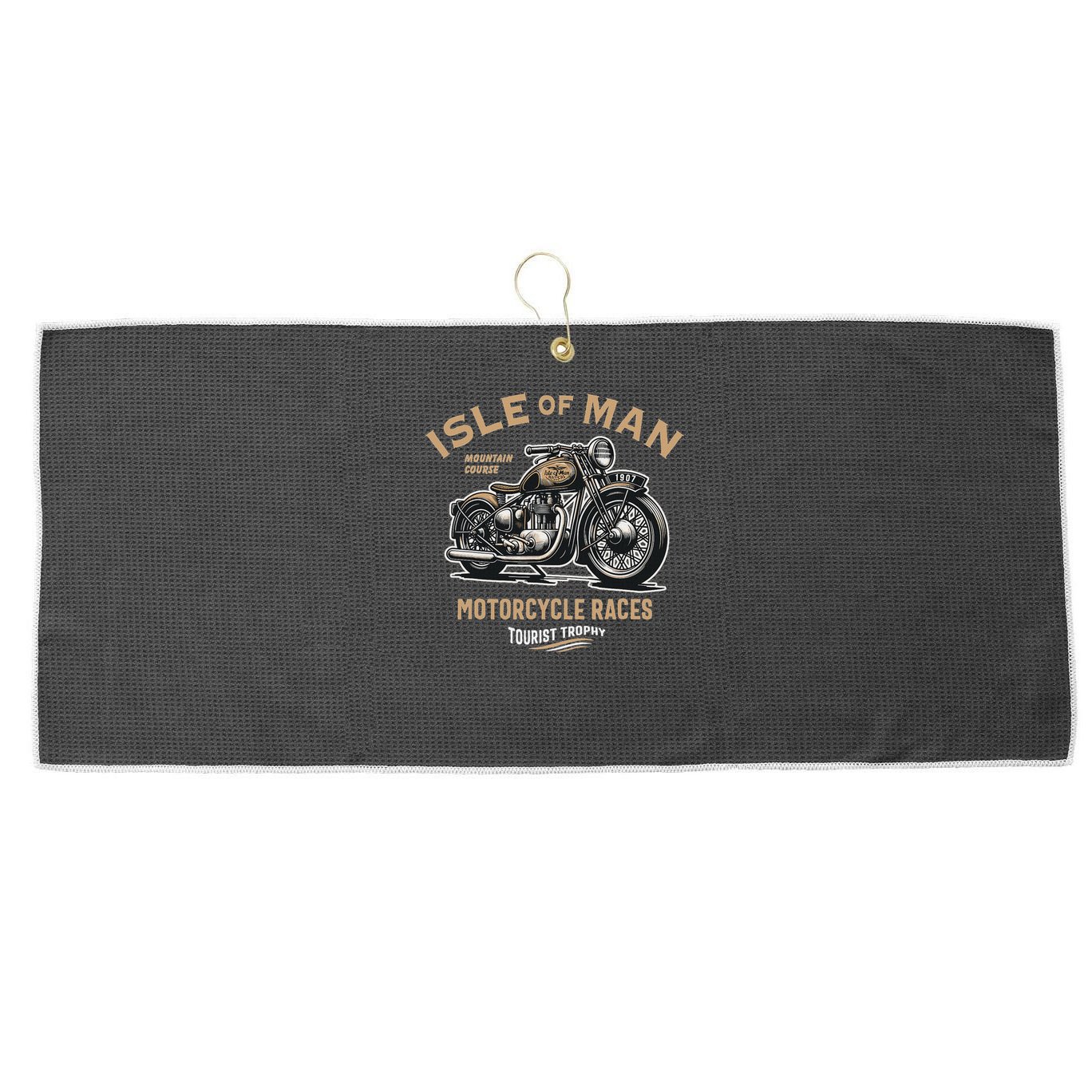 Isle Of Man Tt Races Vintage Motorcycle Retro Design Large Microfiber Waffle Golf Towel