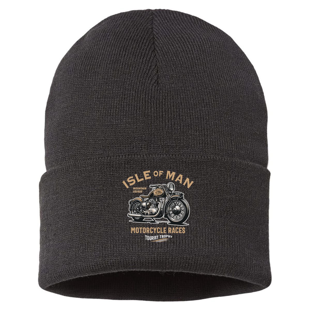 Isle Of Man Tt Races Vintage Motorcycle Retro Design Sustainable Knit Beanie
