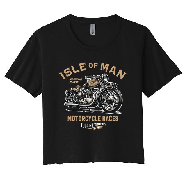 Isle Of Man Tt Races Vintage Motorcycle Retro Design Crop Top