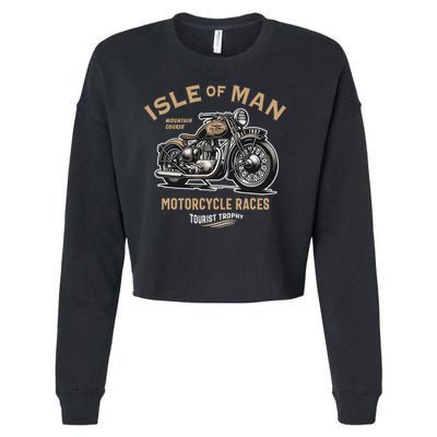 Isle Of Man Tt Races Vintage Motorcycle Retro Design Cropped Pullover Crew