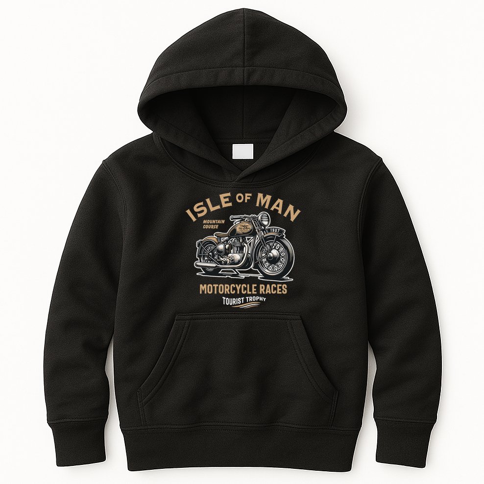 Isle Of Man Tt Races Vintage Motorcycle Retro Design Kids Hoodie