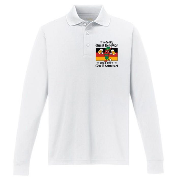 IM On My Wurst Behavior And I DonT Give A Schnitzel Performance Long Sleeve Polo