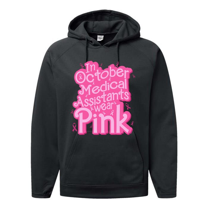 In October Medical Assistant wear pink CMA Breast Cancer Performance Fleece Hoodie