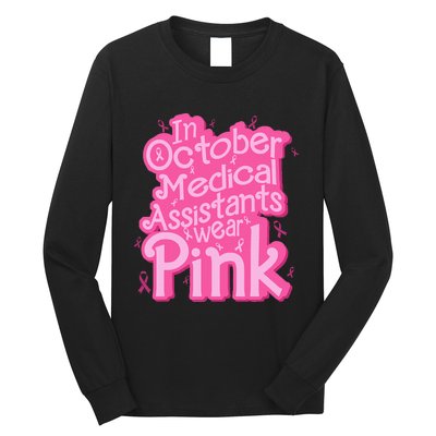 In October Medical Assistant wear pink CMA Breast Cancer Long Sleeve Shirt