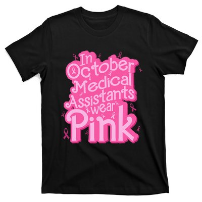 In October Medical Assistant wear pink CMA Breast Cancer T-Shirt