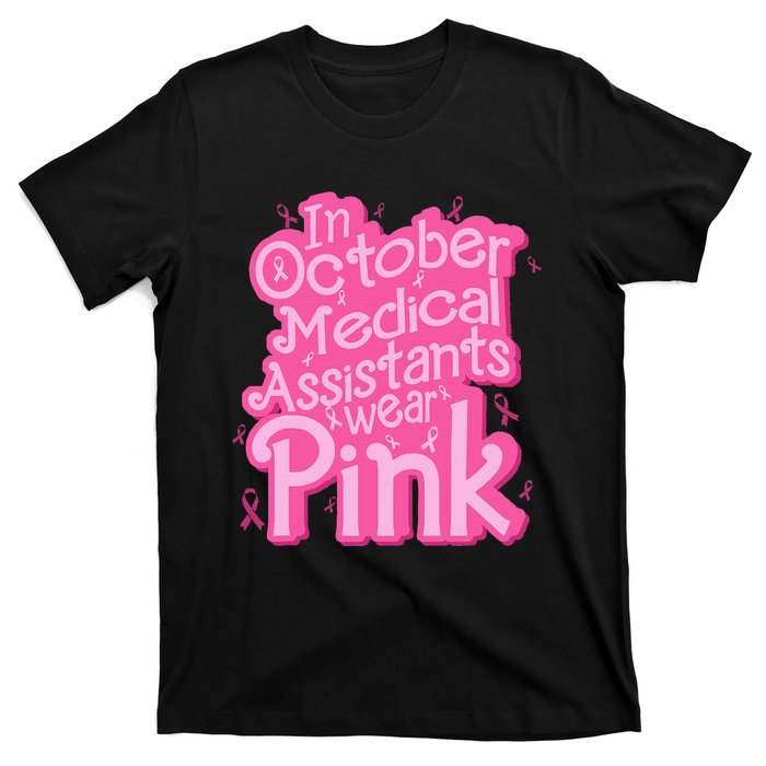 In October Medical Assistant wear pink CMA Breast Cancer T-Shirt