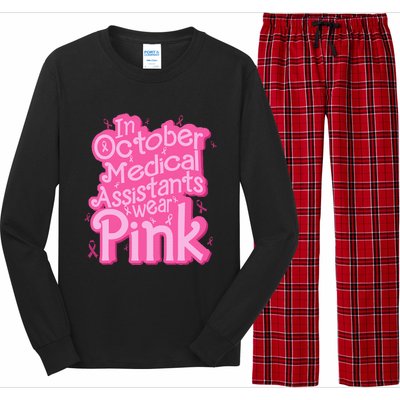 In October Medical Assistant wear pink CMA Breast Cancer Long Sleeve Pajama Set