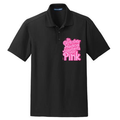 In October Medical Assistant wear pink CMA Breast Cancer Dry Zone Grid Polo