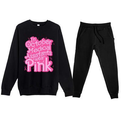 In October Medical Assistant wear pink CMA Breast Cancer Premium Crewneck Sweatsuit Set