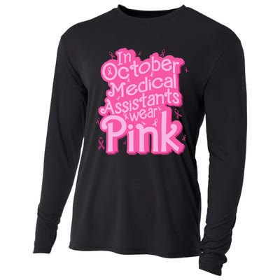 In October Medical Assistant wear pink CMA Breast Cancer Cooling Performance Long Sleeve Crew