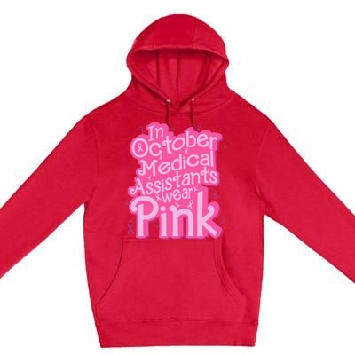 In October Medical Assistant wear pink CMA Breast Cancer Premium Pullover Hoodie