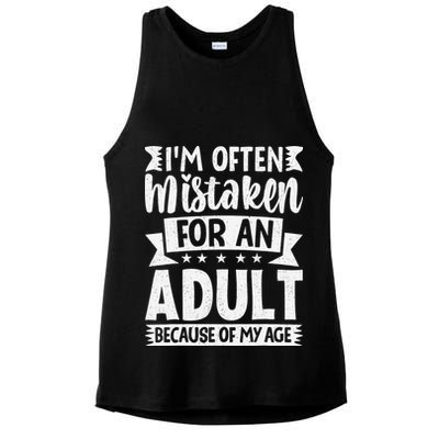 Im Often Mistaken For An Because Of My Age Funny Ladies PosiCharge Tri-Blend Wicking Tank