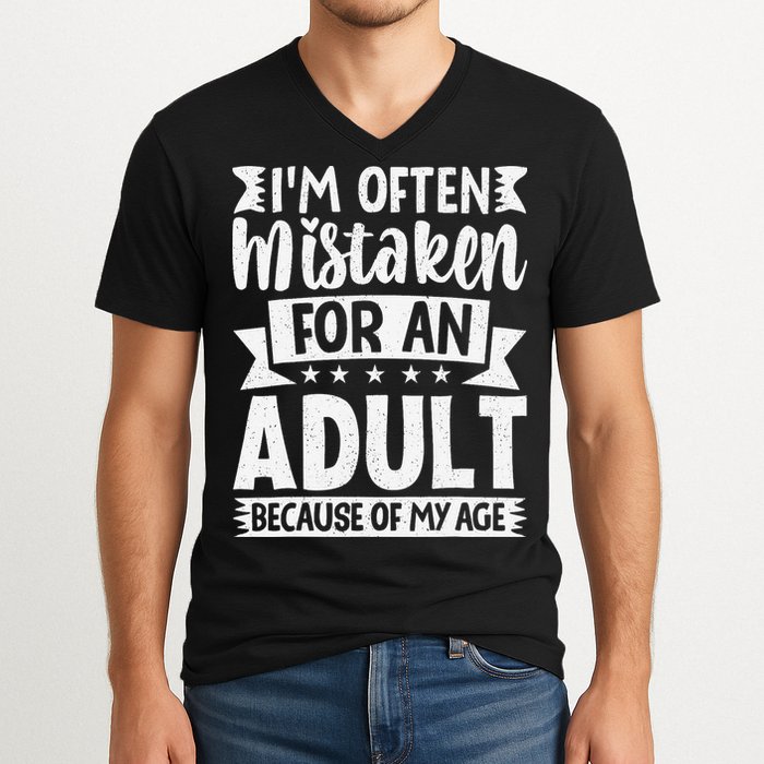 Im Often Mistaken For An Because Of My Age Funny V-Neck T-Shirt