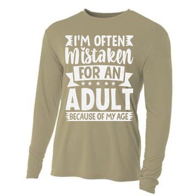 Im Often Mistaken For An Because Of My Age Funny Cooling Performance Long Sleeve Crew