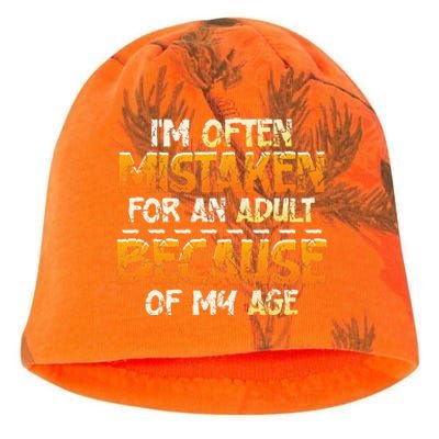 IM Often Mistaken For An Adult Because Of My Age Birthday Kati - Camo Knit Beanie