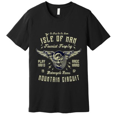 Isle Of Man Tt Races Vintage Winged Wheel Motorcycle Races Premium T-Shirt