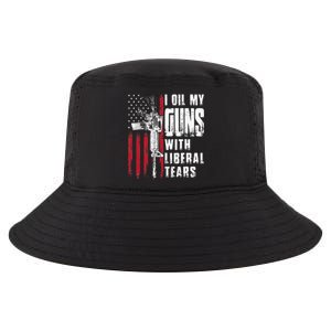 I Oil My Guns With Liberal Tears Gun American Flag Patriots Cool Comfort Performance Bucket Hat