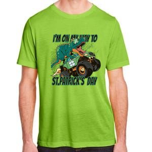 Im On My Way To St Patricks Day Dinosaur Adult ChromaSoft Performance T-Shirt