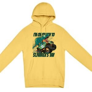 Im On My Way To St Patricks Day Dinosaur Premium Pullover Hoodie