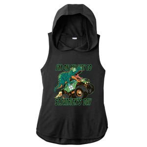 Im On My Way To St Patricks Day Dinosaur Ladies PosiCharge Tri-Blend Wicking Draft Hoodie Tank