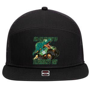 Im On My Way To St Patricks Day Dinosaur 7 Panel Mesh Trucker Snapback Hat