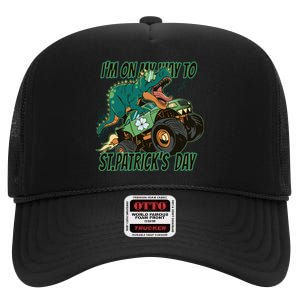 Im On My Way To St Patricks Day Dinosaur High Crown Mesh Back Trucker Hat