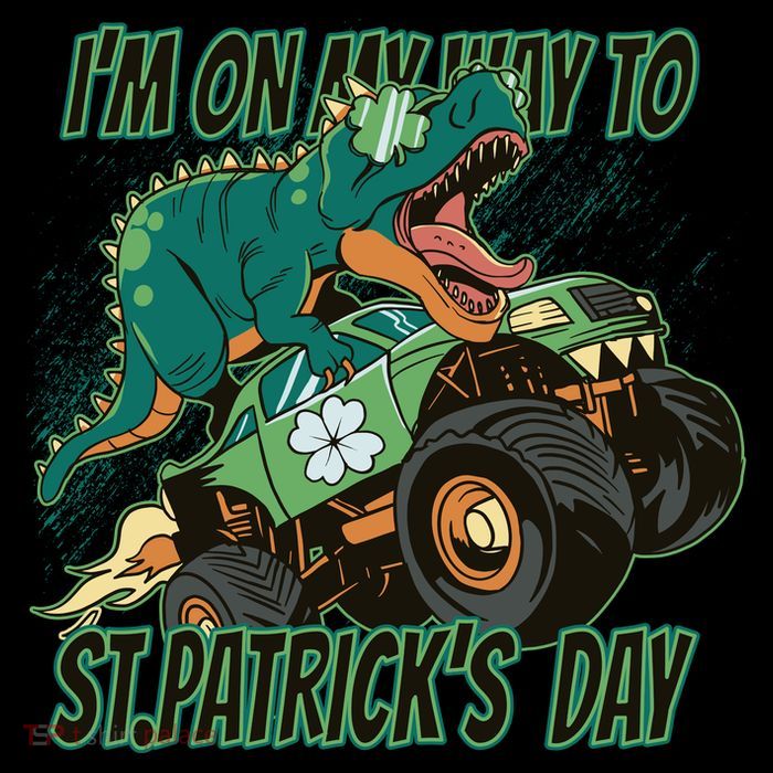 Im On My Way To St Patricks Day Dinosaur Flexfit Unipanel Trucker Cap