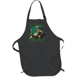 Im On My Way To St Patricks Day Dinosaur Full-Length Apron With Pockets