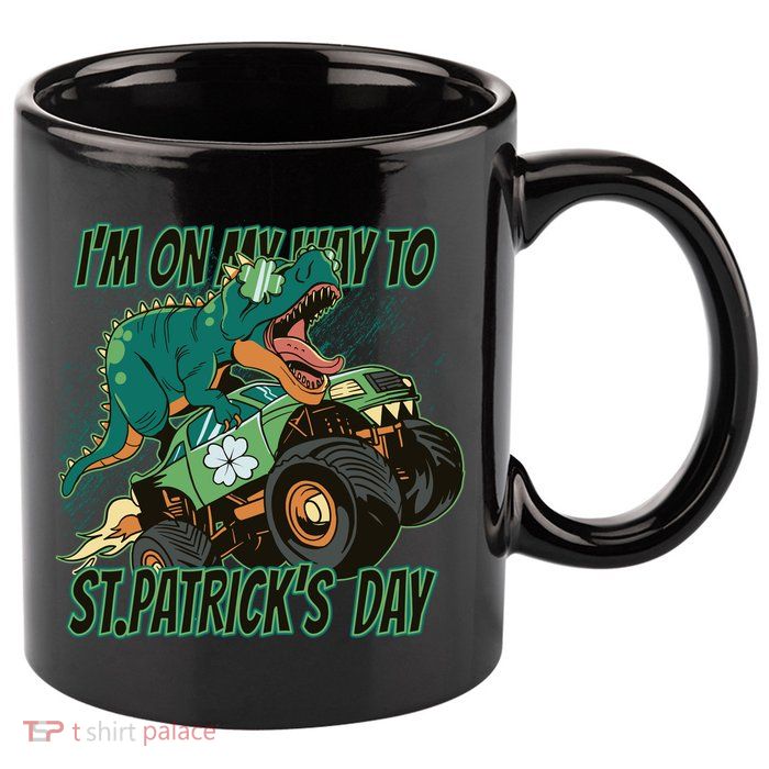 Im On My Way To St Patricks Day Dinosaur 11oz C Handle Ceramic Mug
