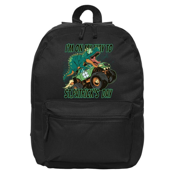 Im On My Way To St Patricks Day Dinosaur 16 in Basic Backpack