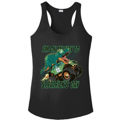 Im On My Way To St Patricks Day Dinosaur Ladies PosiCharge Competitor Racerback Tank