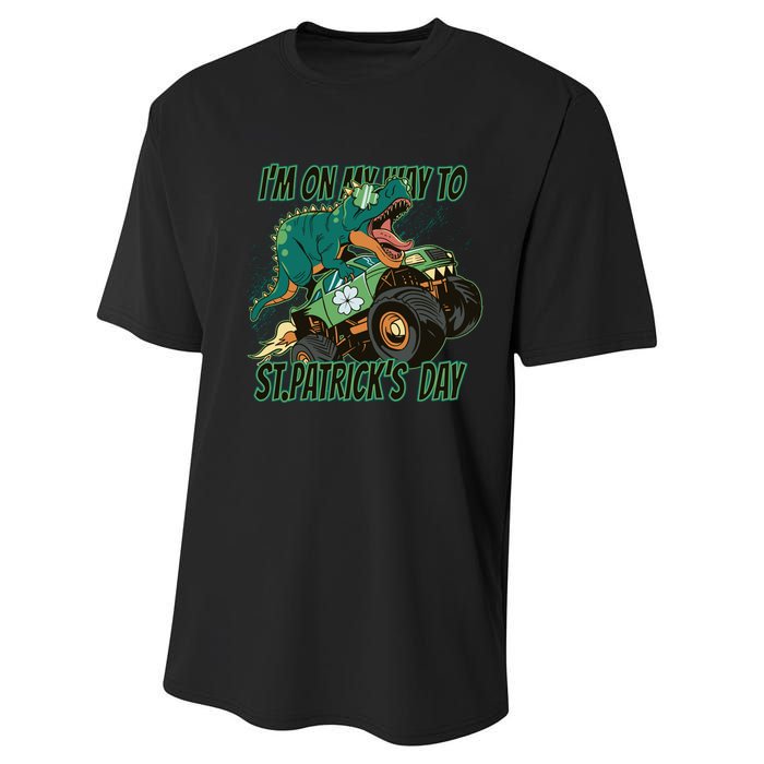 Im On My Way To St Patricks Day Dinosaur Performance Sprint T-Shirt