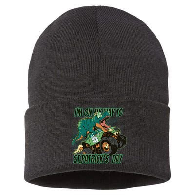 Im On My Way To St Patricks Day Dinosaur Sustainable Knit Beanie