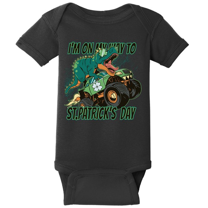 Im On My Way To St Patricks Day Dinosaur Baby Bodysuit