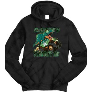 Im On My Way To St Patricks Day Dinosaur Tie Dye Hoodie