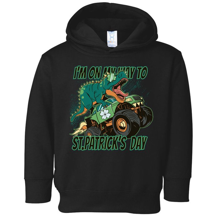Im On My Way To St Patricks Day Dinosaur Toddler Hoodie