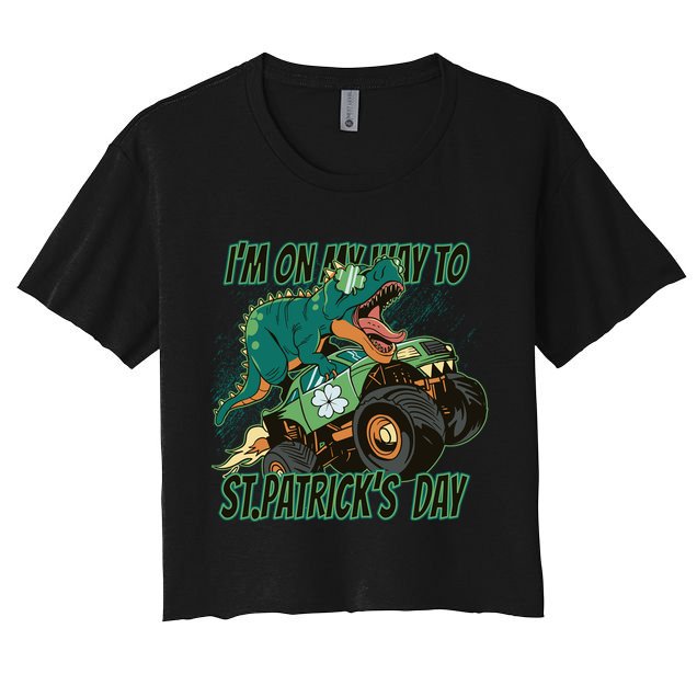Im On My Way To St Patricks Day Dinosaur Crop Top