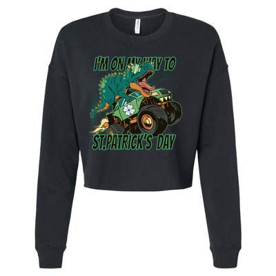 Im On My Way To St Patricks Day Dinosaur Cropped Pullover Crew