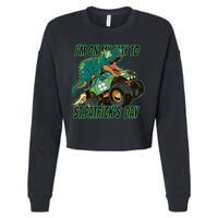 Im On My Way To St Patricks Day Dinosaur Cropped Pullover Crew